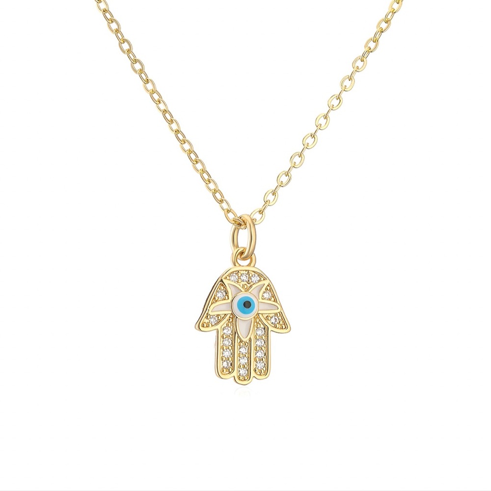 18K Gold Plated Hamsa Hand Pendant Necklace